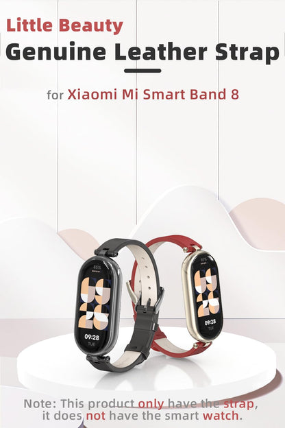 MIJOBS Strap for Xiaomi Mi Band 10/9/8 Genuine Leather Replacement Straps for Mi Fit Band 9 Breathable SmartWatch Straps Wristband Bracelet