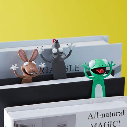 3 Pieces 3D Cartoon Animal Bookmark Wacky Animal Cute Squashed Bookmarks Set, Reading Presents, Party Favors