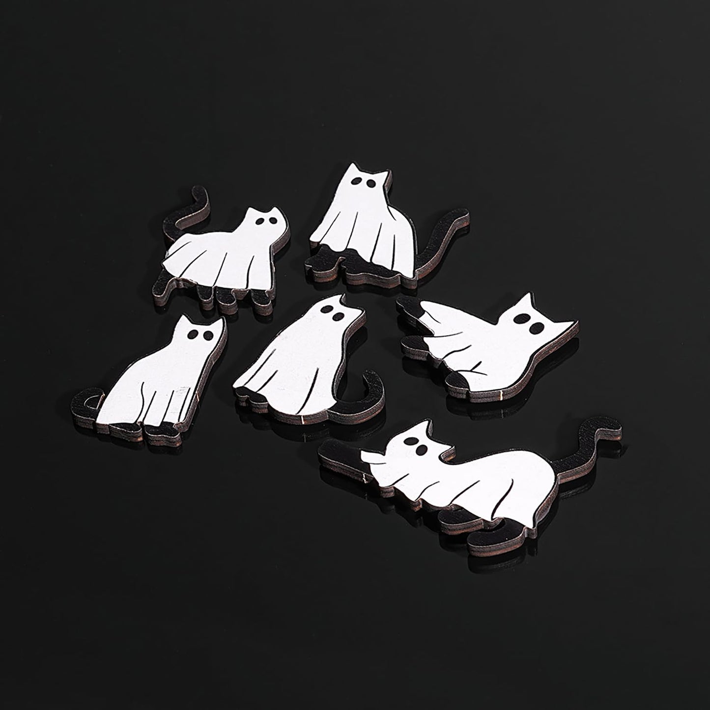 Halloween Ghost Refrigerator Magnets Cute Cat Ghost Magnet Stickers Wood Halloween Picture Frame Magnets for Fridge Fridge Magnetic Decals for Party Decor