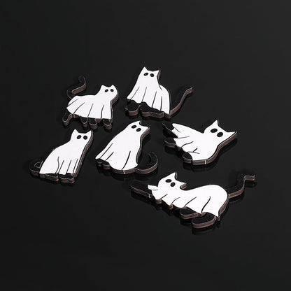 Halloween Ghost Refrigerator Magnets Cute Cat Ghost Magnet Stickers Wood Halloween Picture Frame Magnets for Fridge Fridge Magnetic Decals for Party Decor