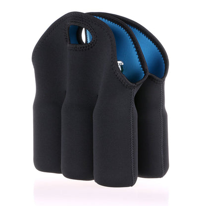 Hipiwe Set of 2 - Insulated Neoprene Wine Carrier Tote Bag + 6 Pack Beer Water Can Carrier Tote Bottle Holder Bottle Cooler Bag - Perfect for Travel with Secure Carry Handle