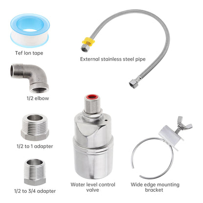 1/2 inch Float Valve, PNXKTXO Water Level Control Float Valve 1/2" to 3/4'' and 1/2'' to 1'' 304 Stainless Steel Fully Automatic Water Level Control Shut Off Valves Hose Connector