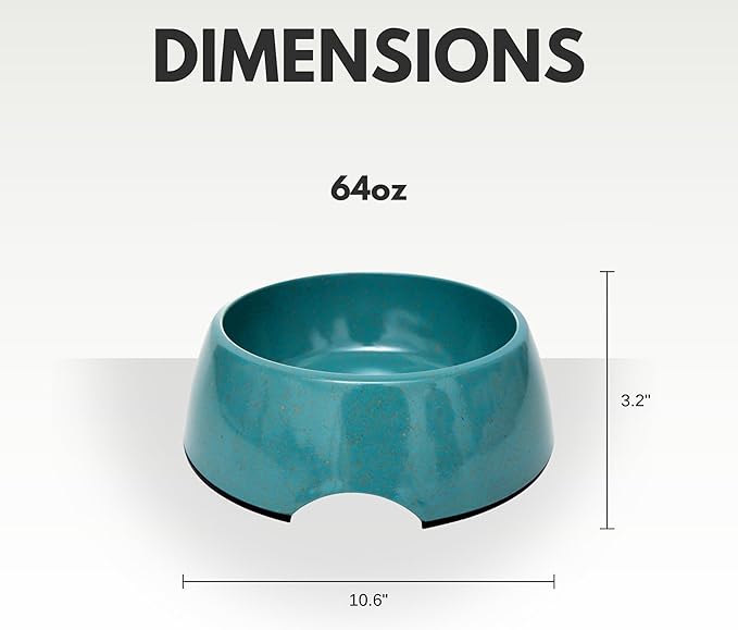 Country Living Set of 2 Teal Blue Bamboo Dog Bowls (64oz) – Naturally Sourced Bamboo Design, Non-Toxic, Durable, Dishwasher & Microwave Safe and Pet-Safe Feeding Dish, Ideal for Extra Large Dogs