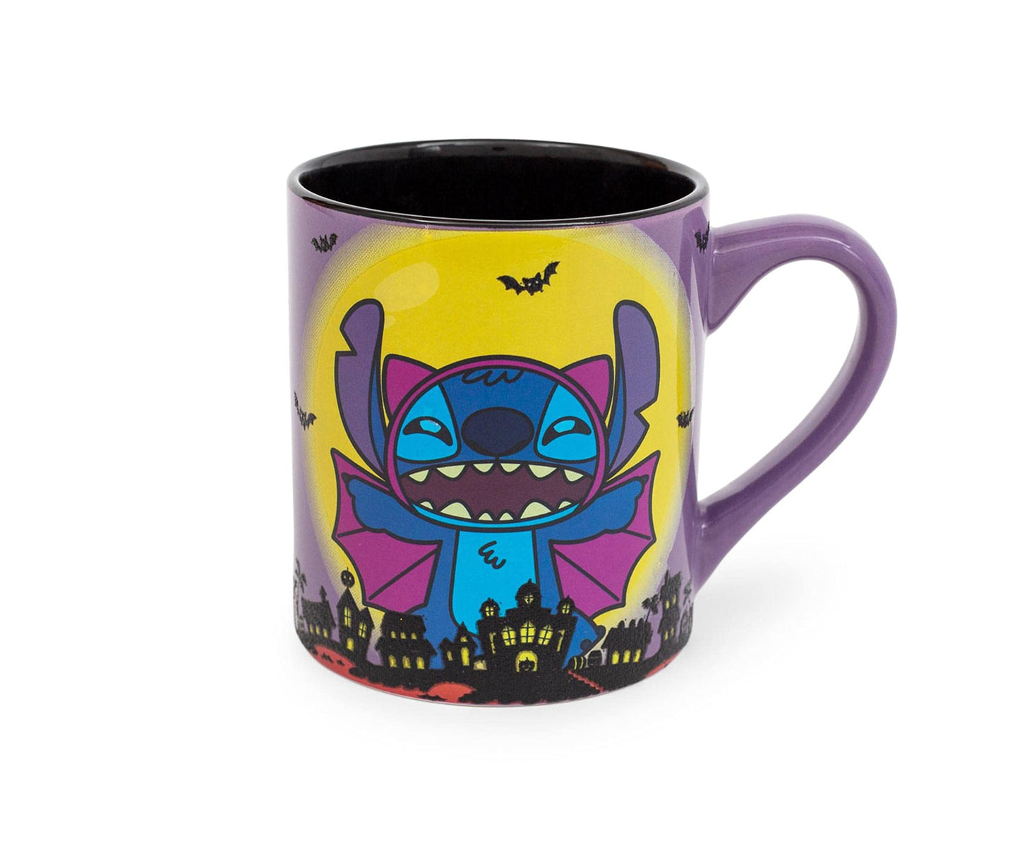Lilo & Stitch Vampire Ceramic Glitter Mug | Official Disney Kitchen Accessories | Oversized Coffee Cup For Home Kitchen Bar Set | Halloween Gifts | Holds 14 Ounces