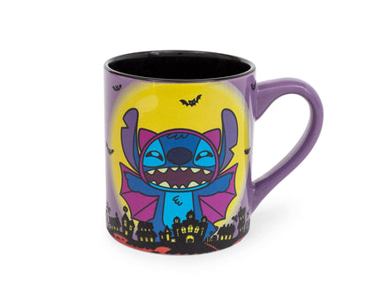 Lilo & Stitch Vampire Ceramic Glitter Mug | Official Disney Kitchen Accessories | Oversized Coffee Cup For Home Kitchen Bar Set | Halloween Gifts | Holds 14 Ounces