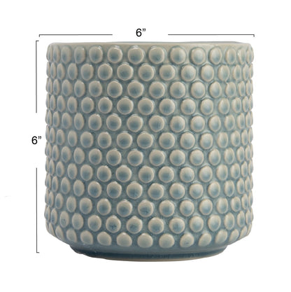 Bloomingville Sky Blue & Cream Stoneware Pot with Crackle Finish