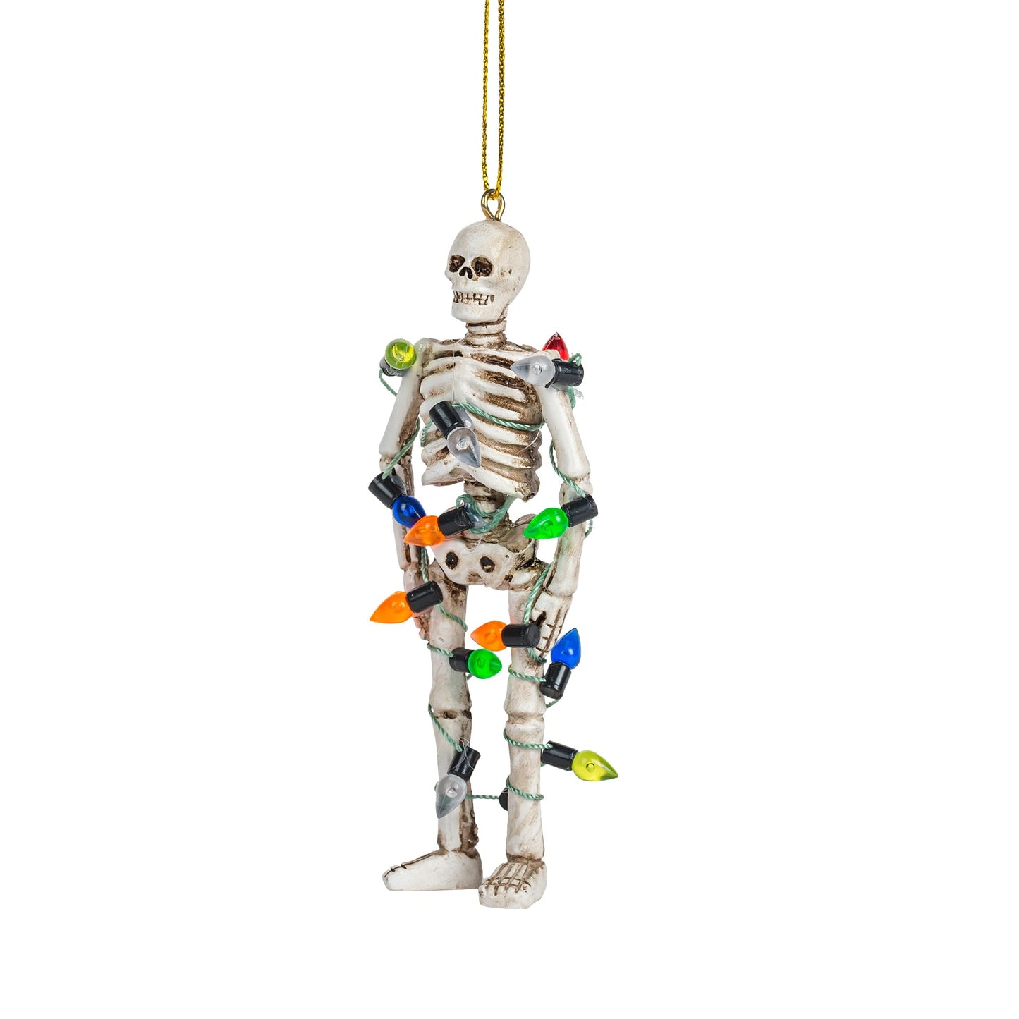 Scary Skeleton Wrapped in Lights Halloween Skull Christmas Tree Ornament