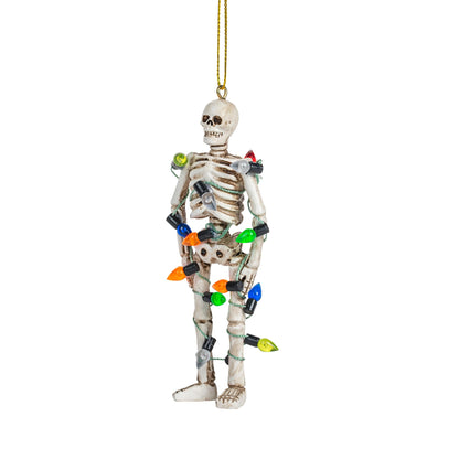 Scary Skeleton Wrapped in Lights Halloween Skull Christmas Tree Ornament