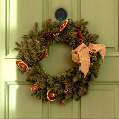 Black Wreath-Hanger, Strong Stainless Steel Suction-Cup-Wreath-Hooks, 4 Pack Wreath-Door-Hanger Fall Halloween Christmas Decorations, Welcome Sign for Front Door Indoor Outdoor, Reusable Holder