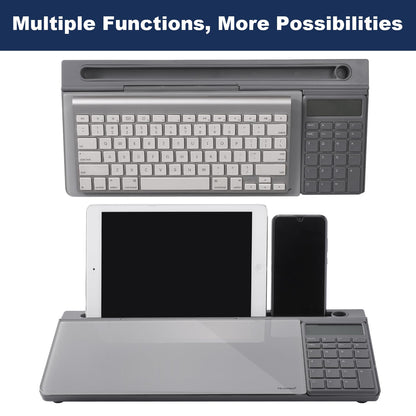 Small Glass Desktop Whiteboard Dry-Erase-Board - Computer Keyboard Stand with Calculator White Board Surface Pad with Drawer, Desk Organizers with Accessories for Office, Home, School Supplies - Grey