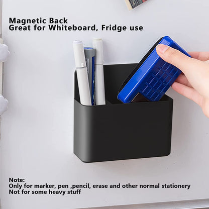 noonebutyou 4-in-1 Magnetic Marker Holder - Dry Erase Marker, Pen Holder, Wall Mount, Self-Adhesive for Whiteboard, Fridge, Home Office, School (Black)