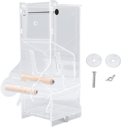 AUNMAS No Mess Bird Feeder Food Container with Perch Automatic Transparent Feeder for Small Medium Birds