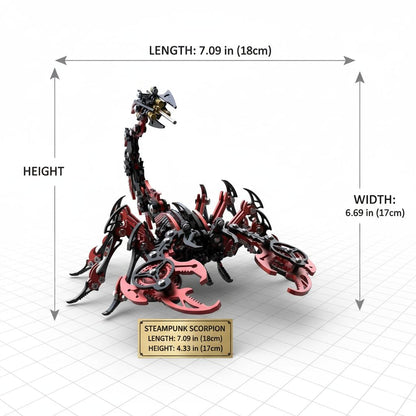 Scorpion 3D Metal Puzzles for Adults,454PCS Stainless Steel DIY Mechanical Metal Model Kits,No Glue Assembly with Movable Joints,Challenging Metal Building Kit Desk Decor Gift (Black-Red)
