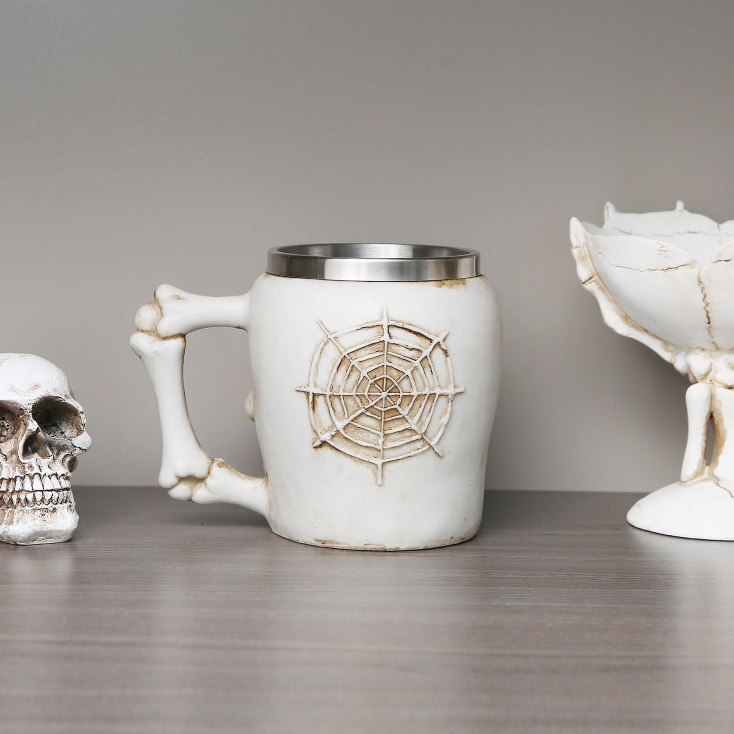 AsAlways Stainless Steel Skull Beer Mug Gothic Beer Stein Novelty Drinking Cup for Wine Coffee Halloween Accessory Gift 400ML/13.5OZ