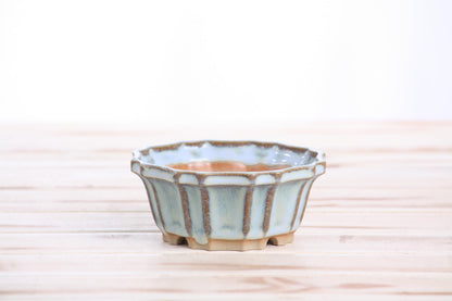 Willow Bonsai Ceramics Flower Design Bonsai Pot 4.5 Inch – Elegant Ceramic Bonsai & Succulent Pot, High‑Fired Frost‑Proof Stoneware with Drainage+Wiring Holes, Handmade USA (Glacier, 4.5inch)