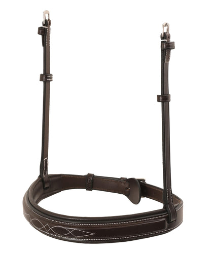 Exion Hunter Anatomic English Bridle – Padded Fancy Stitched Leather Bridle with Rubber Reins – Ergonomic Poll Relief Crownpiece for Jumping & Eventing – Stainless Steel – Havana Brown