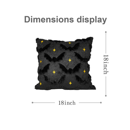 QIONG MENG Halloween Pillow Covers 18x18 Inch Set of 2 Black Bat Halloween Throw Pillow Covers Holiday Farmhouse Pillowcase Couch Cushion Case for Indoor Outdoor Home Sofa Decor
