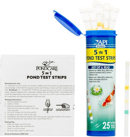 API POND 5 IN 1 POND TEST STRIPS Pond Water Test Strips 25-Count
