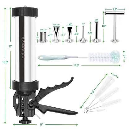 Large Capacity Jerky Gun Kits, Jerky Cannon, Stainless Steel Jerky Maker, Jerky Shooter, Meat Gun, Beef Deer Jerky Making Gun Kit, Gifts for Women Men