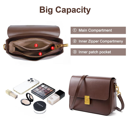 MoreFarther Genuine Leather Crossbody Purse for Women, Beige