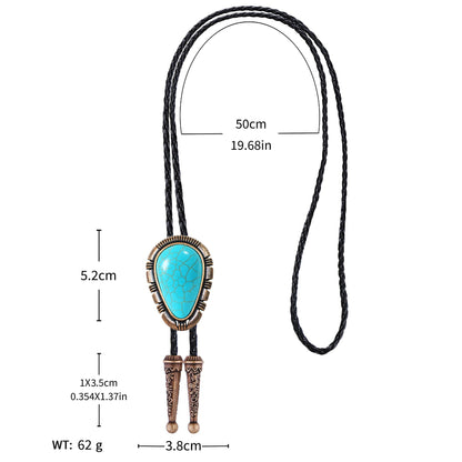 Bjesinmo Mens Bolo Tie Leather Western Ties Cowboy Necktie with Turquoise Pendant Country Western Accessories for Men