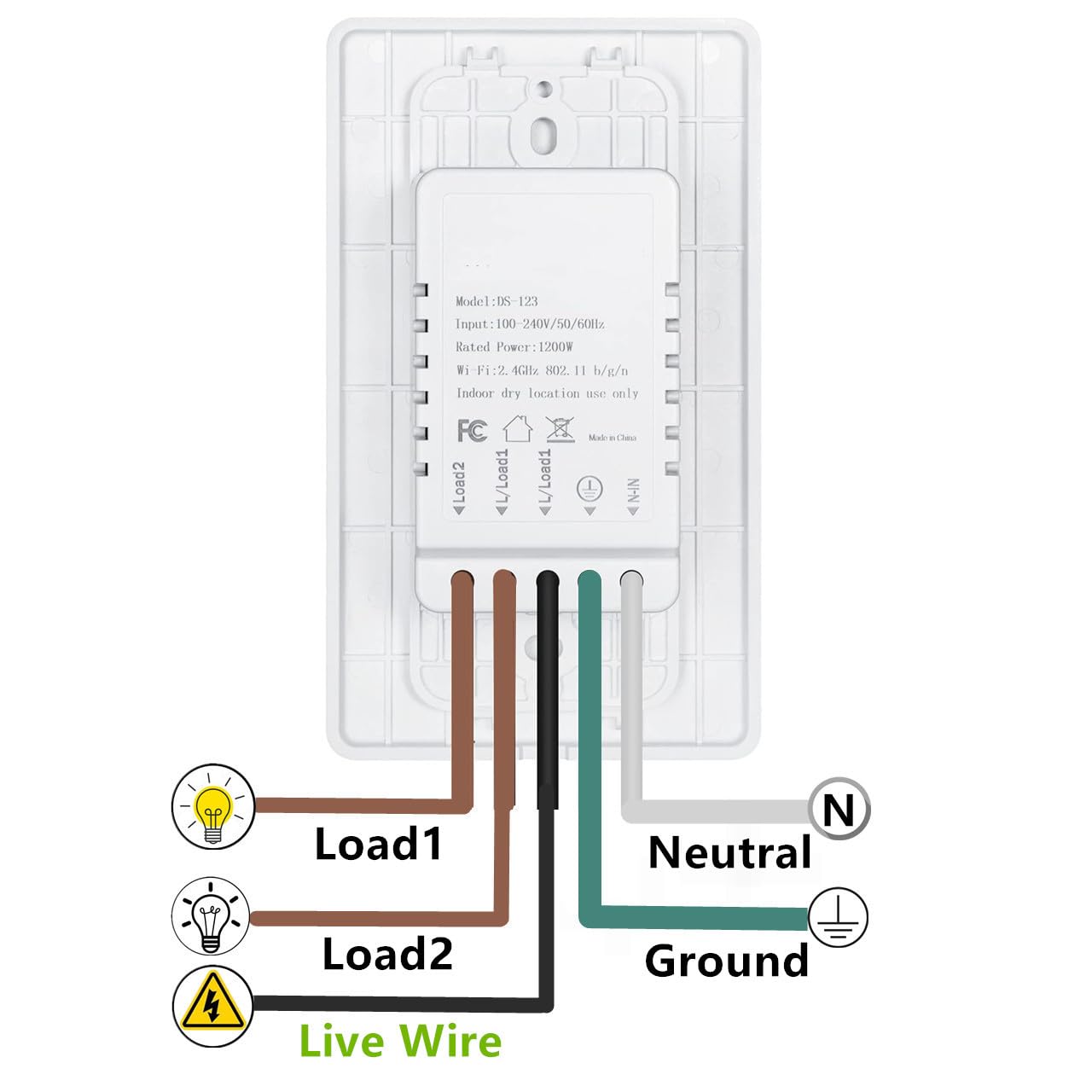 Nexete Smart Wi-Fi Double Light Switch, 2 in1 Single Pole Switch Compatible with Alexa Google Assistant & IFTTT,Remote Control, Timing Function No Hub Required (1-Pack Double)