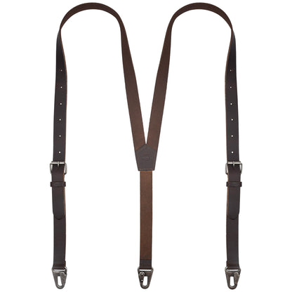 NUTUCH Grain Leather Suspender for Men | Y Design Suspenders | Leather Braces Western | Heavy Duty adjustable Dress Suspender | Men Suspenders for Jeans Dress Pants(Dark Brown Vintage)