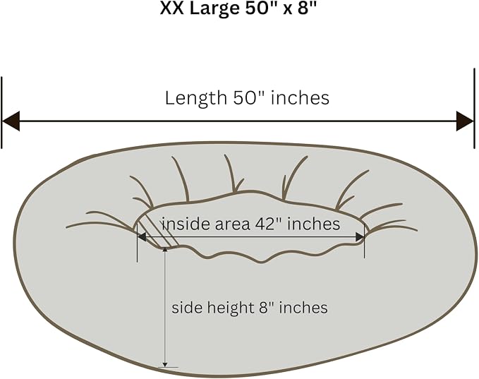 Organic Cotton Canvas Dog Bed: Removable Cover, Natural Fill - Made in USA (Gray, XX Large 50" x 8" inches)
