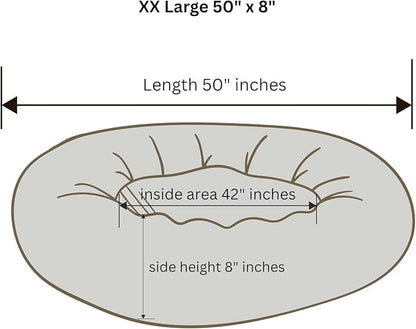 Organic Cotton Canvas Dog Bed: Removable Cover, Natural Fill - Made in USA (Gray, XX Large 50" x 8" inches)