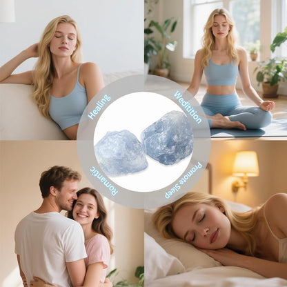 2PCS Natural Raw Stone Healing Crystals Bulk Healing Gemstones for Reiki Tumbling Fountain Rocks Meditation Garden Home Decor (Blue Celestite)