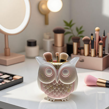 QUDYNZAL 1Pc 3D Owl Epoxy Resin Silicone Mold Animal Plaster Storage Box Candle Mold for Pen Holders Concrete Clay Art Crafts DIY Home Decor Potted Plant Decorations Halloween Party Gifts Storage Box