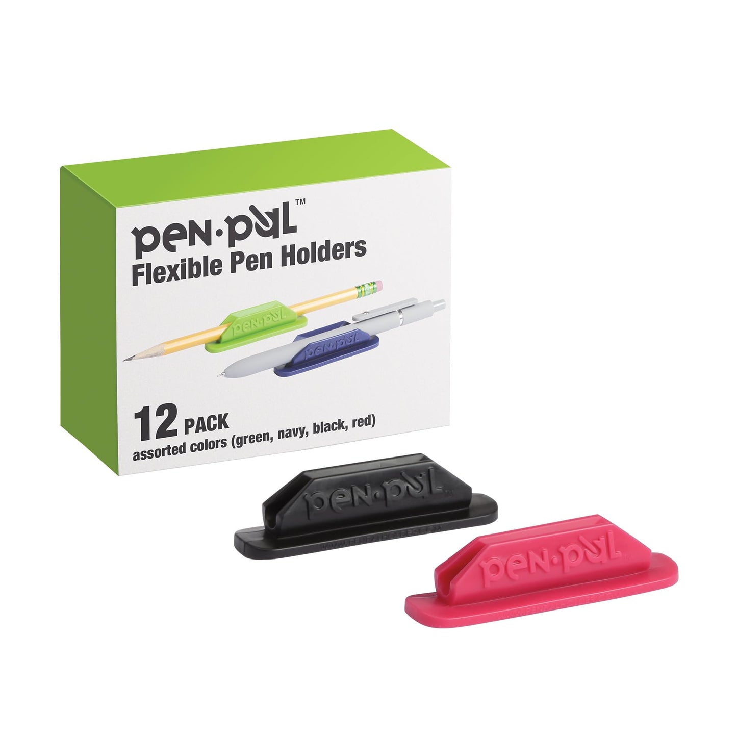 Tops Pen Pal Pen Holders, Flexible Pen Holder, Writing Tool Organizer, Office and Teacher Supplies, Sticks to Clipboards, Asst Colors, 12 Pack (1009285)