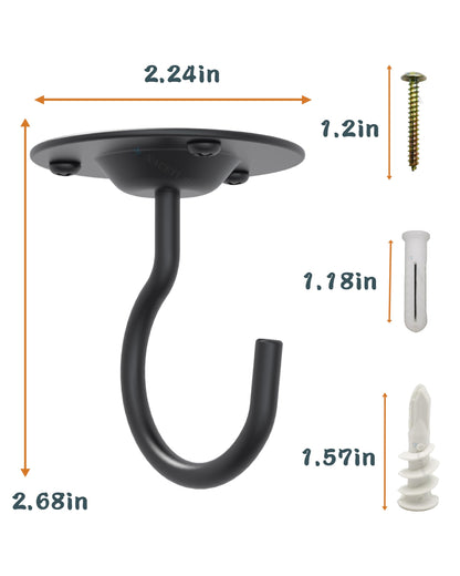 NACETURE Ceiling Hooks for Hanging Plants 3 Pack - Plant Hanger Indoor Hanging Hooks Metal Plant Bracket Iron Lanterns Hangers for Wind Chimes (Black 3 Pack)
