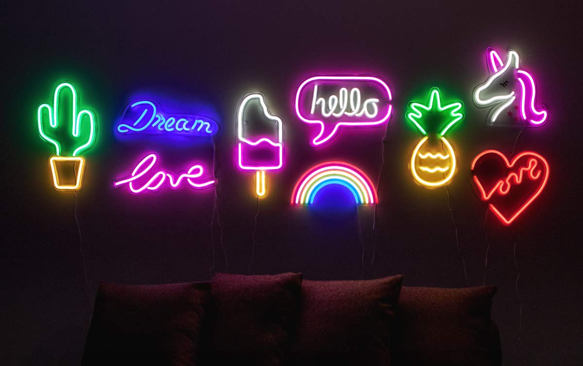 Isaac Jacobs 17" by 6" inch LED Neon Blue “Dream” Wall Sign For Cool Light, Wall Art, Bedroom Decorations, Home Accessories, Party, and Holiday Decor: Powered by USB Wire (DREAM)
