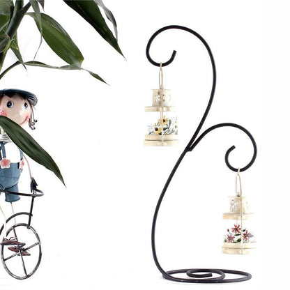 Ornament Display Stand Set of 2 - Metal Stand Flower Pot Holder Rack for Hanging Glass Globe Air Plant Terrarium, Lantern, Witch Ball - Iron Home Wedding Decoration (15.2")