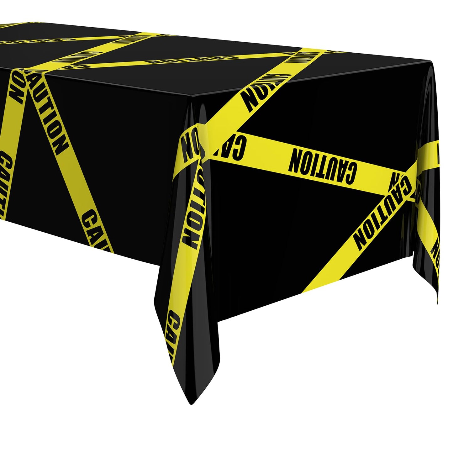 Irenare 3 Pcs Halloween Construction Birthday Party Supplies Disposable Plastic Caution Tape Construction Table Cloth Dump Truck Themed Table Cover Decoration for Halloween 54 x 108 in (Black)