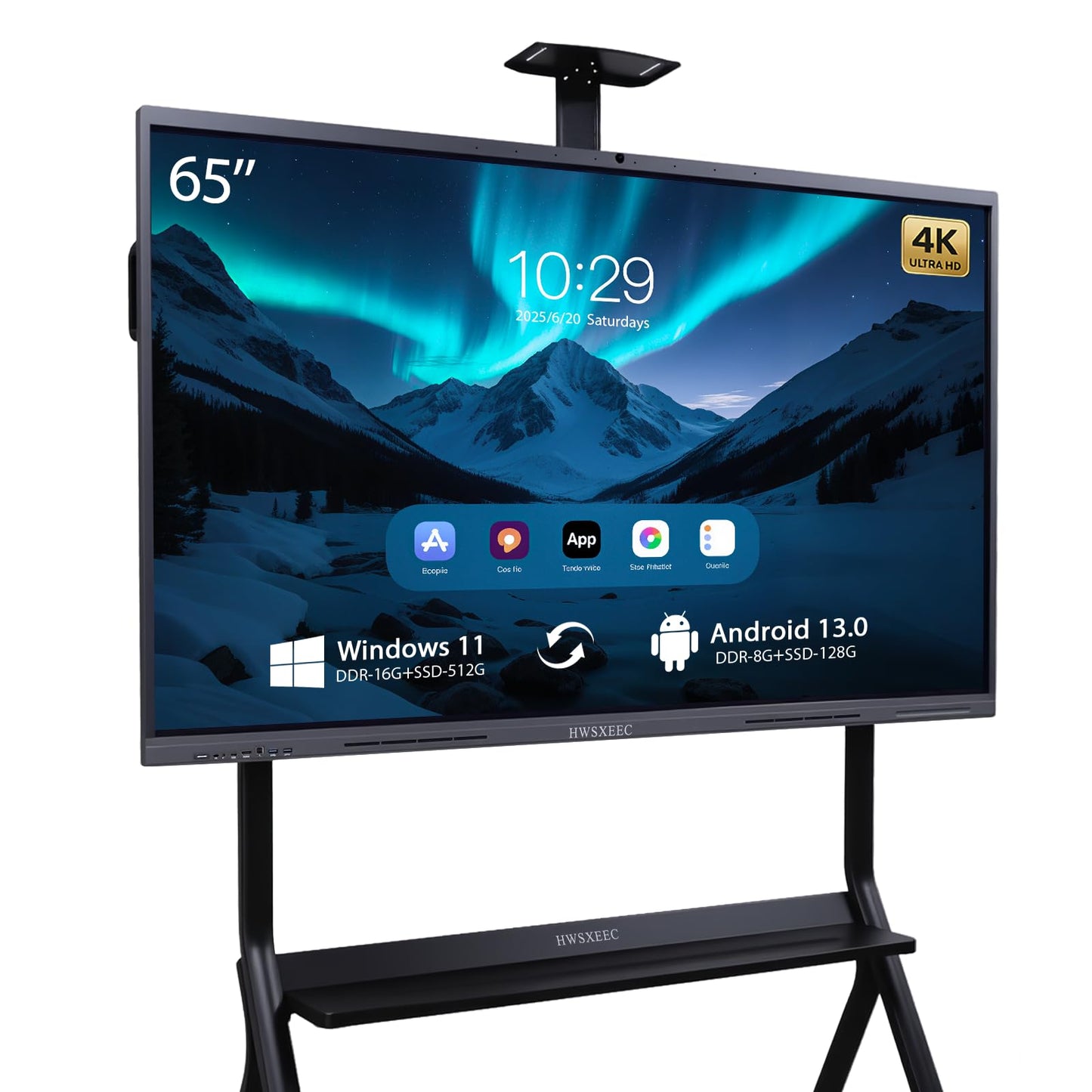 HWSXEEC Smart Board 65 inch, Interactive Smartboard Digital Whiteboard with Dual OS Android Windows, Touch Screen Wall Mount for Classroom Business Office