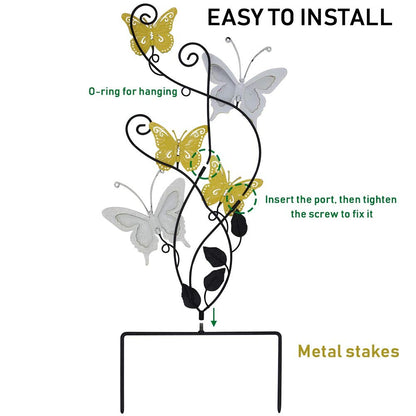 Juegoal 28 Inch Butterfly Garden Stake Decor Metal Wall Art Decoration, Mothers Day Ideal Gifts for Mom, Yard Outdoor Ornaments