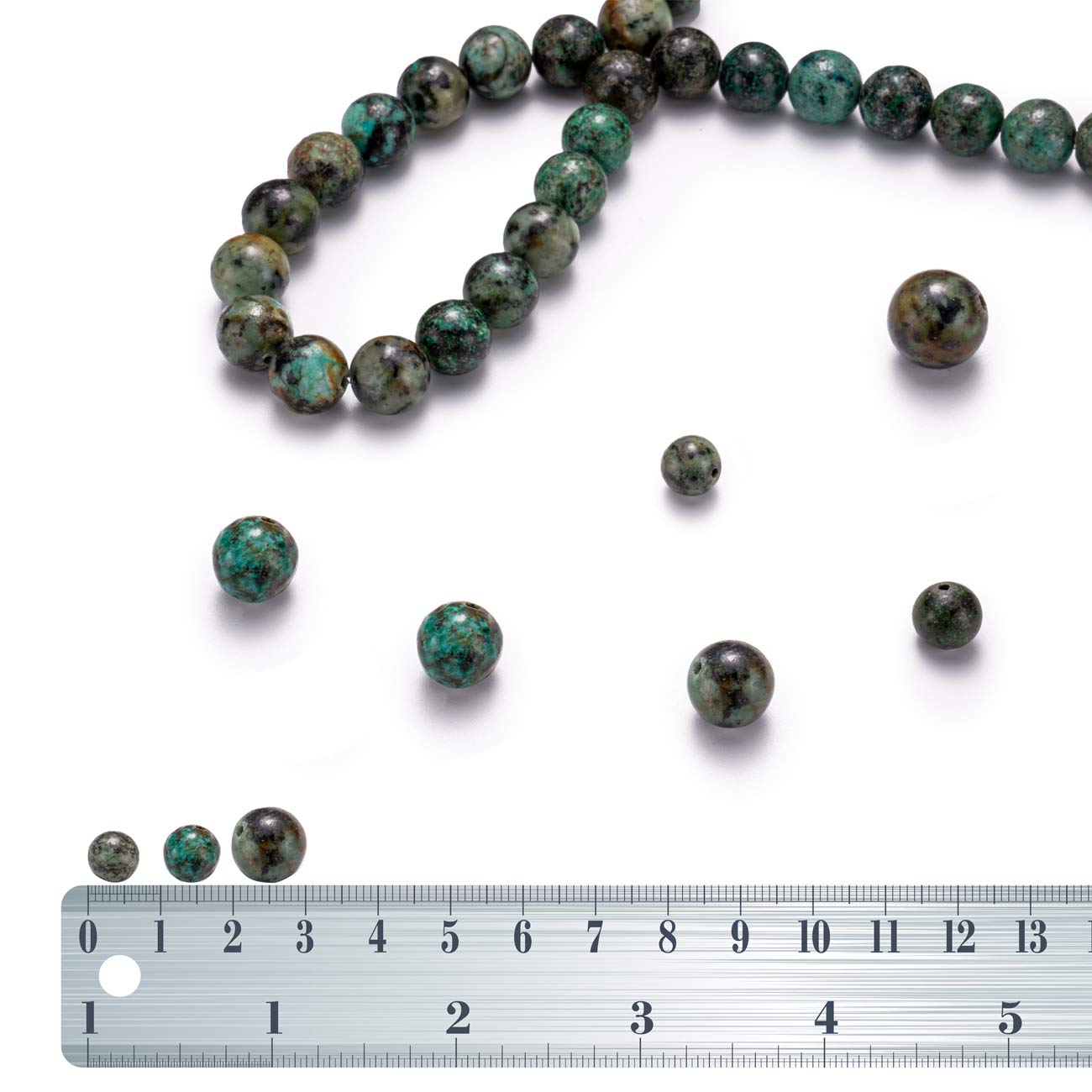 BEADIA Natural African Turquoise Stone Round Loose Semi Gemstone Beads for Jewelry Making 10MM 38PCS