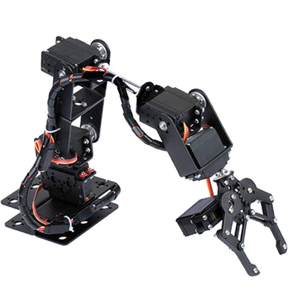 6DOF Robot Mechanical Arm Kit, Programming Robotic Clamp Hand Claw with 6 Servo Motors, 180 Degree Angle Manipulator Industrial Robot Parts for College Teaching