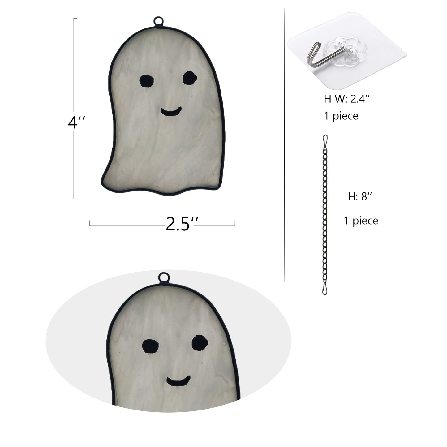 BOXCASA Ghosts Stained Glass Window Hangings,Funny Ghosts Stained Glass Suncatcher Gifts for Girls Boys Women Kids, Cute Ghosts Decor Halloween Ornament for Window,Set of 2