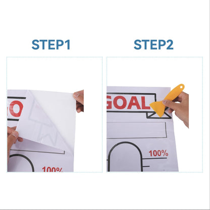 2 Pcs Fundraising Thermometer Goal Chart Poster Sticker, 48" x 12" Dry Erase Self-Adhesive Goal Trackers: Ideal for Fundraising Campaigns, Non-Profit Events, Charity Drives & Community Projects