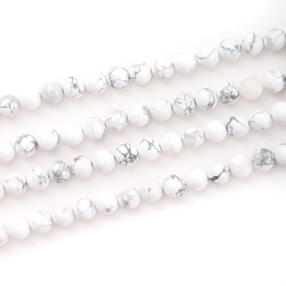 6mm 60pcs DIY Natural White Howlite Stone Beads Round Healing Crystal Gemstone Loose Beads for Jewelry Making Handmade Bracelet Necklace