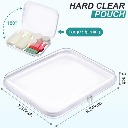 Hoolerry 3 Pcs Clear Hard Zipper Case Hard Plastic Zipper Pouch Makeup Bag Portable Travel Organizer for Cosmetics, Office Supplies, Documents & Toiletries(White,M)