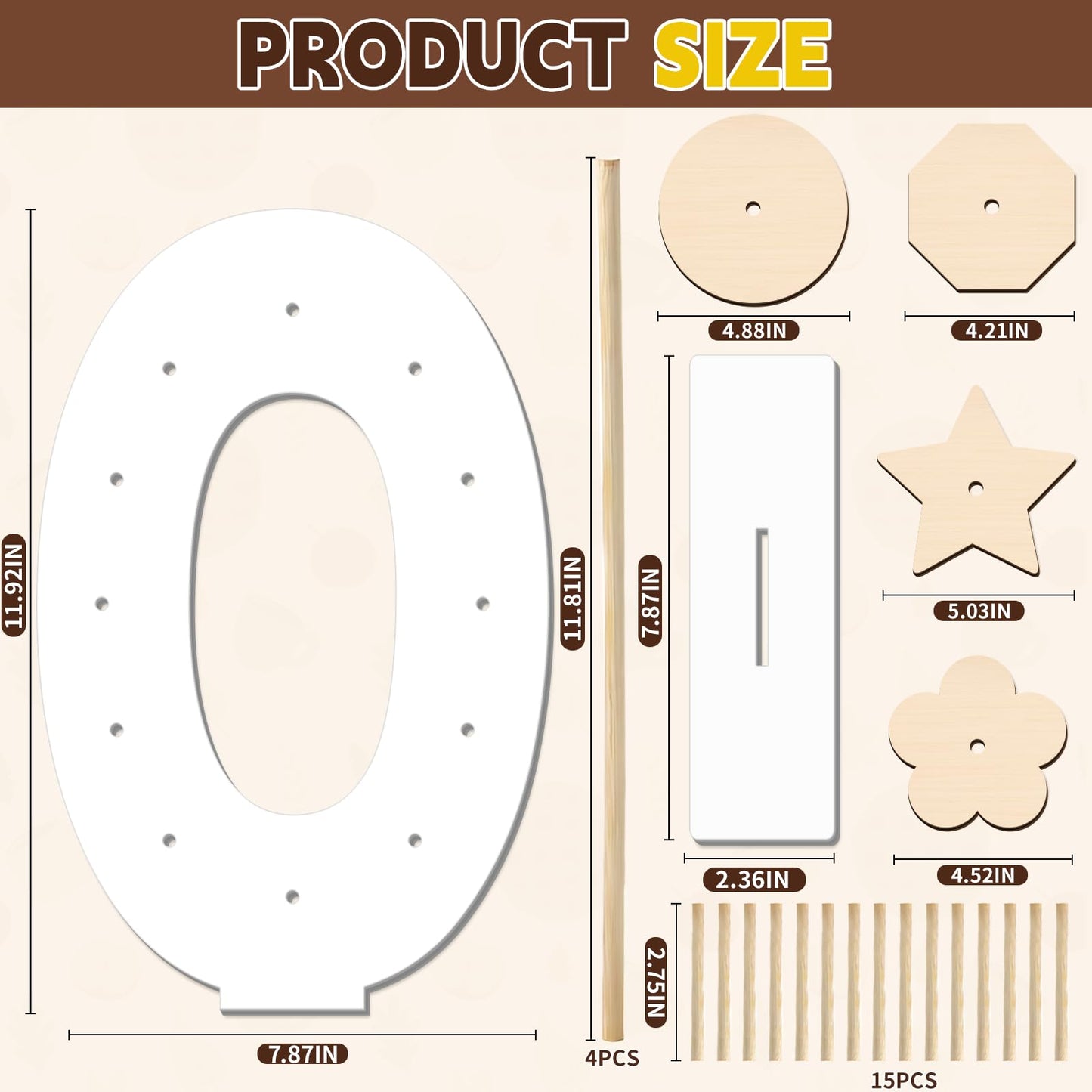 soleim 5 Pcs Donut Stand Set, Doughnut Party Supplies Include 1 Pc Digit Donut Wall Display Stand, 4 Pcs Doughnut Wall, for Birthday Wedding Baby Shower Party (White number 0)