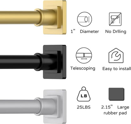 UIOSANRT Tension Shower Curtain Rod 31-92 Inches Non-Slip Shower Rod Tension Mounted No Drill Gold Shower Curtain Rods Spring Tension Rod for Windows Bathroom