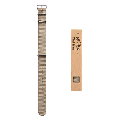 Archer Watch Straps - Classic Military Style Nylon Watch Bands (Khaki, 22mm)
