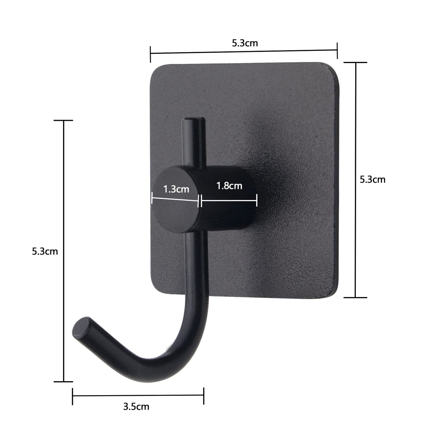 VAEHOLD 6 Pack Adhesive Wall Hooks, Heavy Duty Sticky Holder Aluminum Towel Hooks for Hanging Coat, Hat, Key, Clothes, Closet Hook Wall Mount for Kitchen, Bathroom, Office (Black)