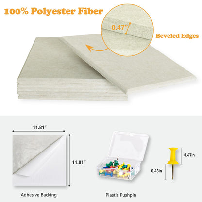 Thick Cork Board Tiles for Wall with Push Pins, Removable 36"x24"x0.47" Bulletin Board Sets, Magrowill 6 Packs Felt Panels Self-Adhesive Pin Board
