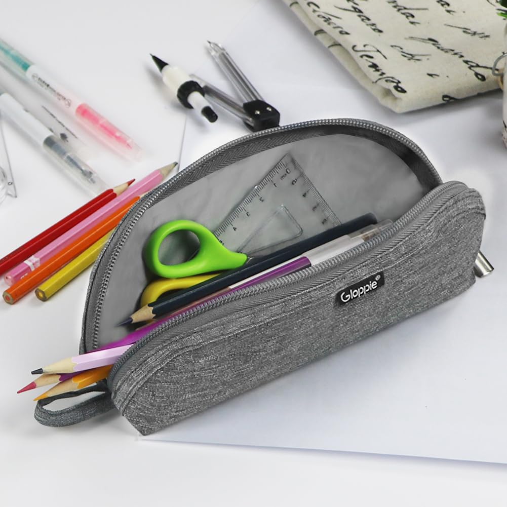 Gloppie Pencil Pouch - Practical Pencil Case, Aesthetic Simple Pencil Bag, Small Pen Holder, Back to School Supplies for Girls Boys, Grey